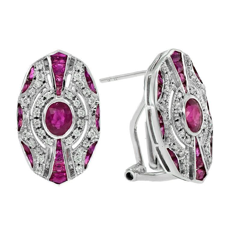 Ruby Diamond ClipOn Earrings at 1stdibs