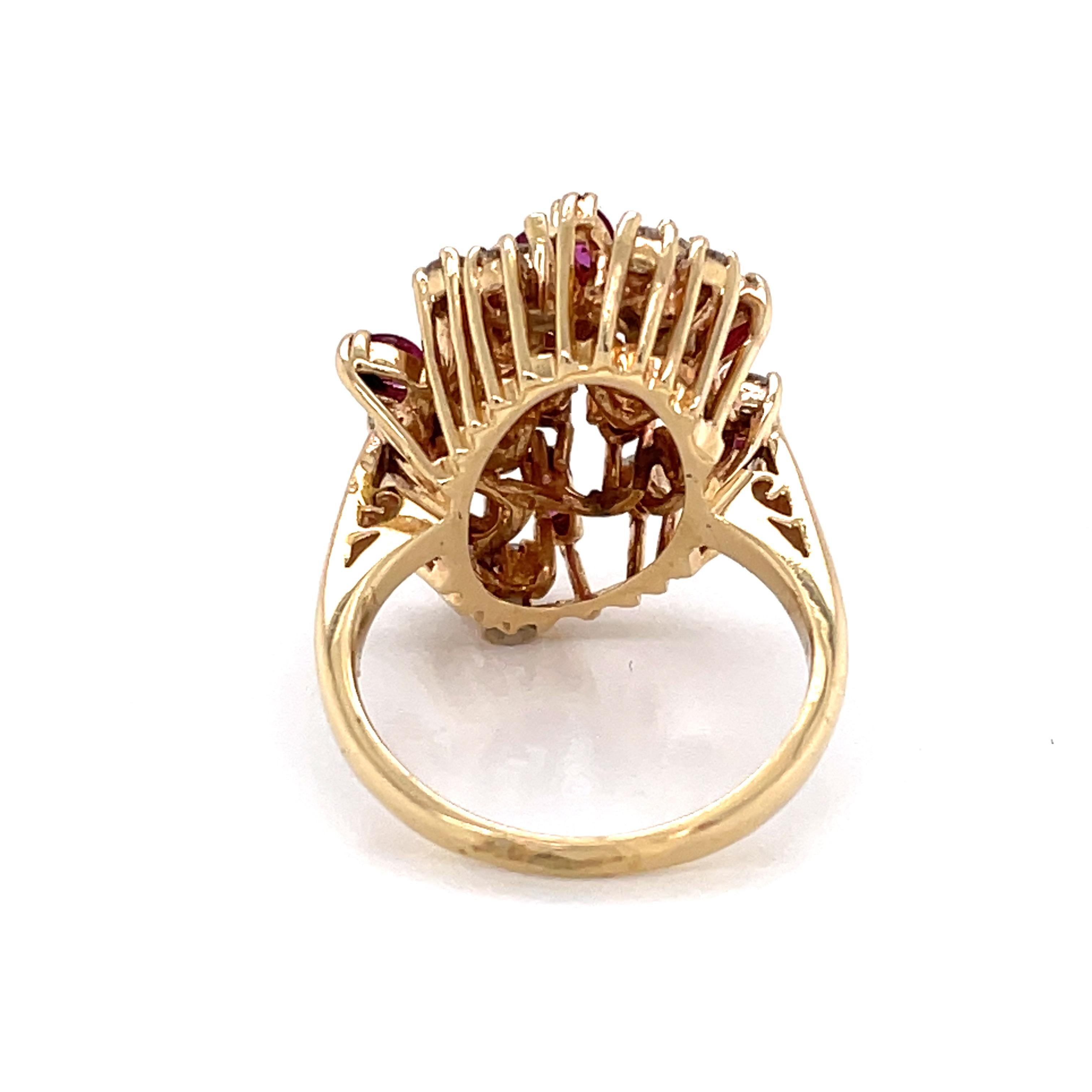 Women's Ruby Diamond Cluster Cocktail Ring