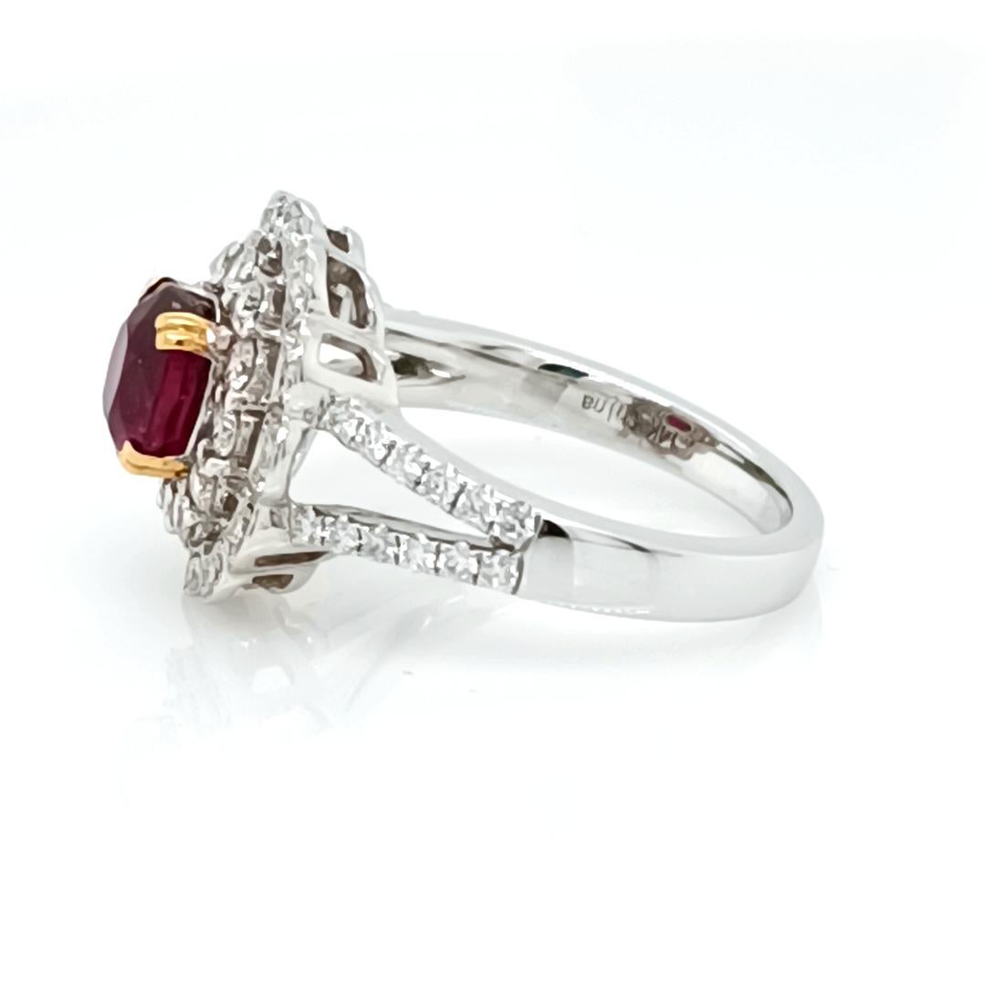 Ruby & Diamond Cluster Ring  In New Condition For Sale In Watford, GB