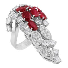 Ruby Diamond Cluster Ring