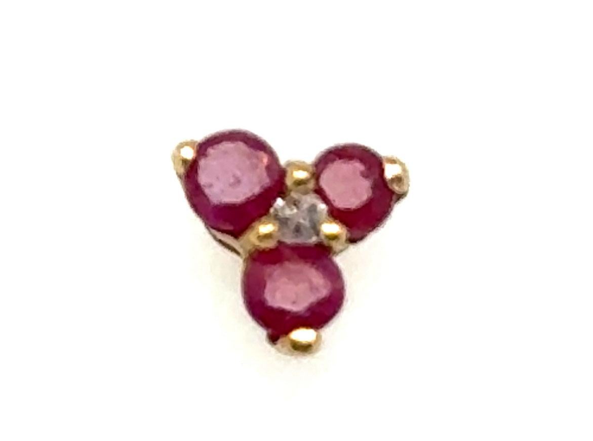 Ohrstecker, Rubin Rubin-Diamant-Cluster-Ohrstecker .50 Karat Gelbgold Juli Geburtsstein (Rundschliff) im Angebot