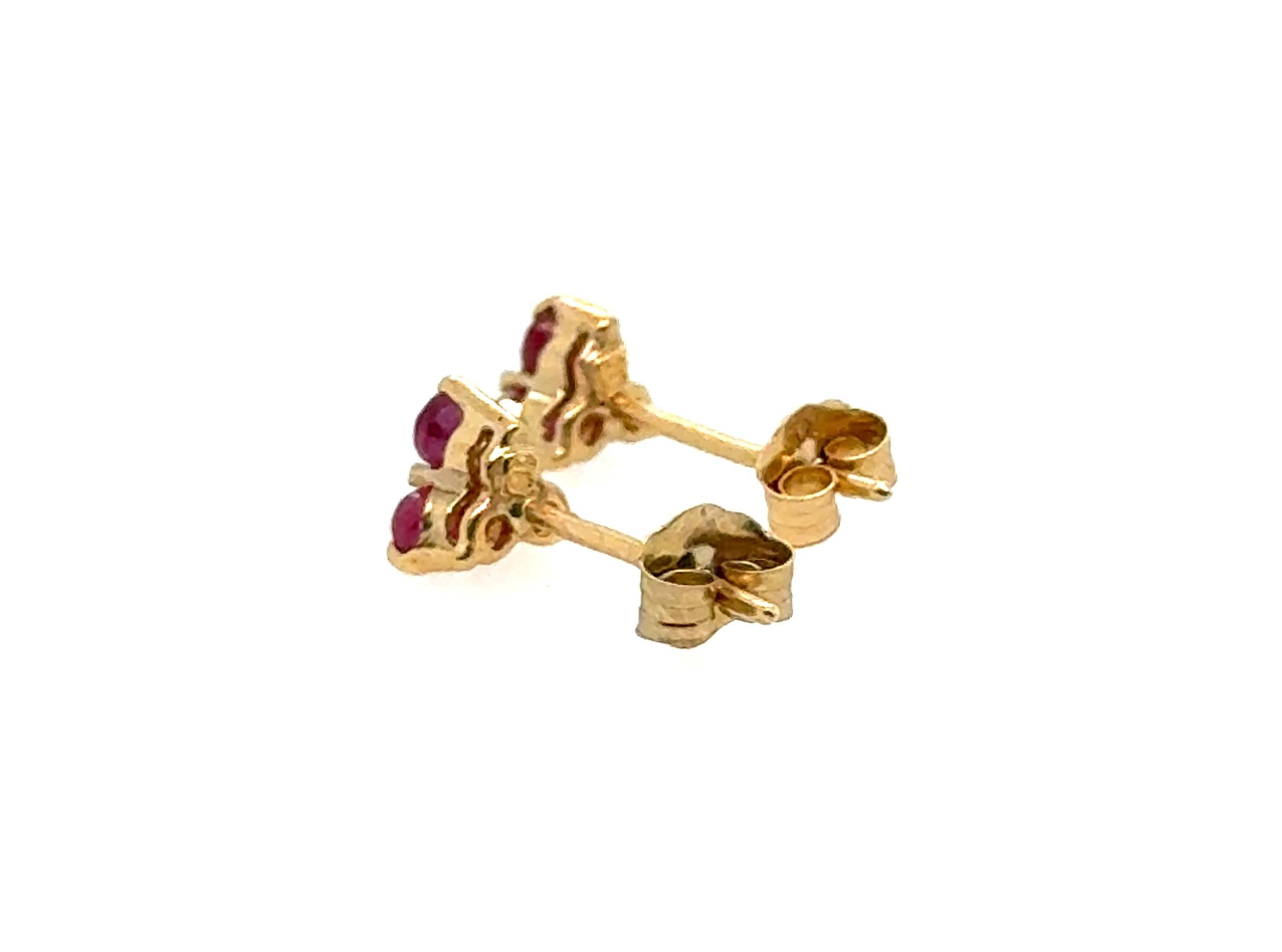 Ohrstecker, Rubin Rubin-Diamant-Cluster-Ohrstecker .50 Karat Gelbgold Juli Geburtsstein für Damen oder Herren im Angebot