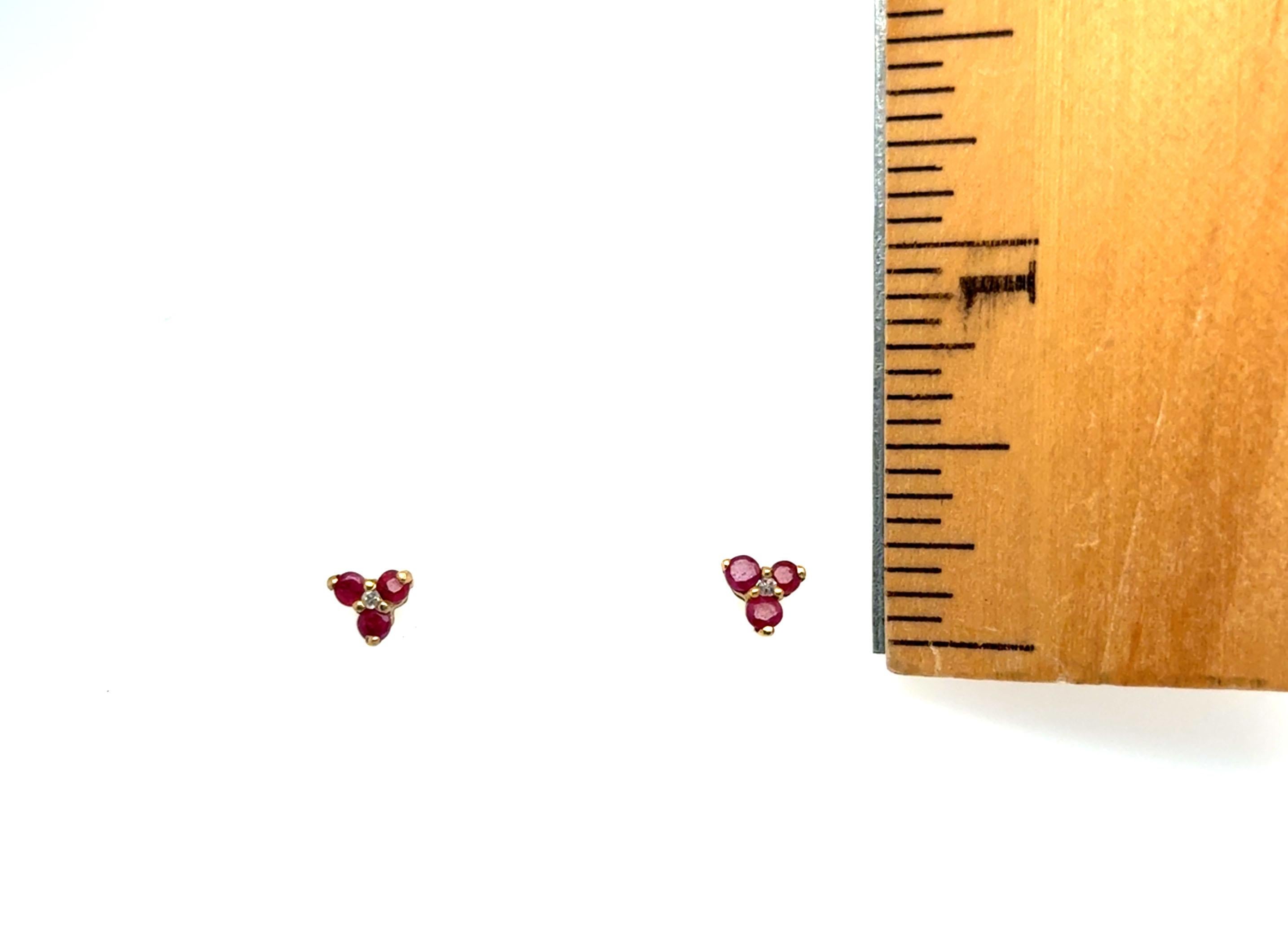 Ohrstecker, Rubin Rubin-Diamant-Cluster-Ohrstecker .50 Karat Gelbgold Juli Geburtsstein im Angebot 2