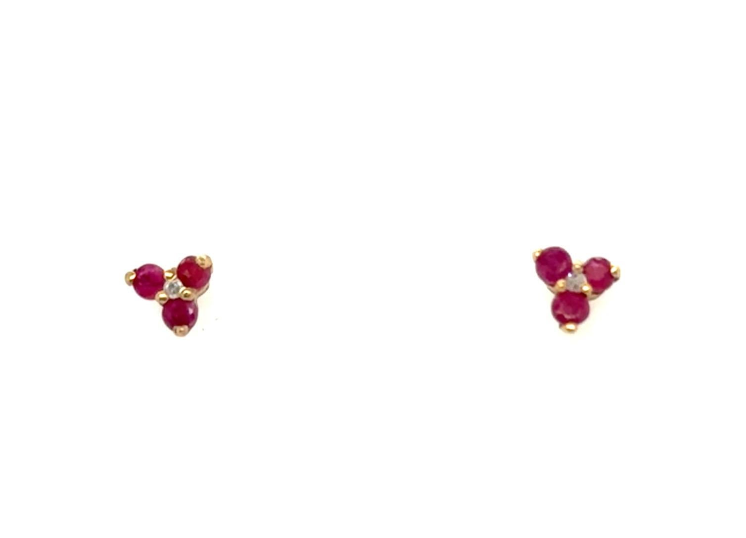 Ohrstecker, Rubin Rubin-Diamant-Cluster-Ohrstecker .50 Karat Gelbgold Juli Geburtsstein