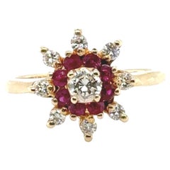 Rubí Diamond Cocktail Cluster Statement Ring 1ct 14K Yellow Gold July Birthstone