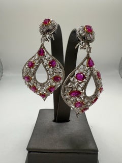 Ruby Diamond cocktail earrings 18KT gold