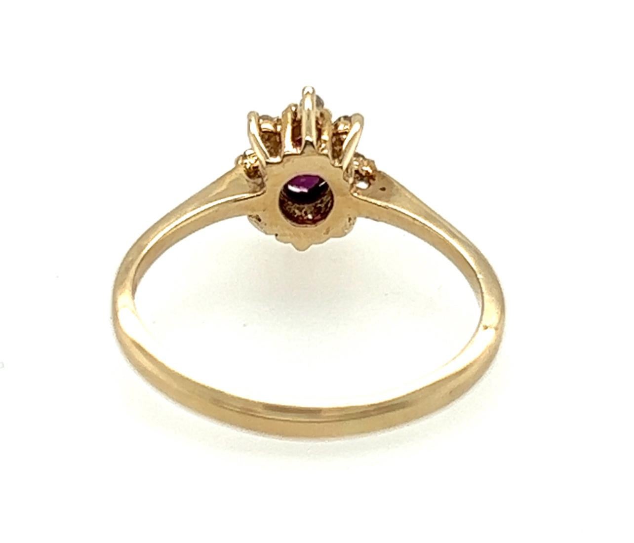 Ruby Diamond Ring .66ct Genuine Ruby & Natural Mined Diamonds Sz 7 Yellow Gold For Sale 1