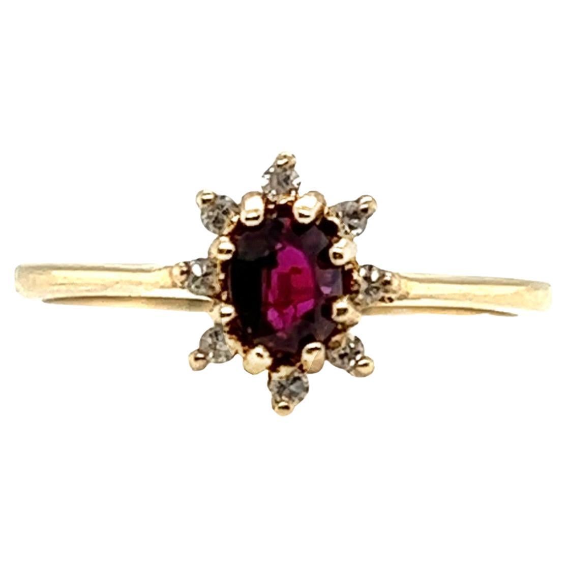 Ruby Diamond Ring .66ct Genuine Ruby & Natural Mined Diamonds Sz 7 Yellow Gold For Sale