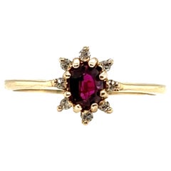 Bague en or jaune avec rubis et diamants de 0,66 carat, rubis véritable et diamants extraits naturels, taille 7