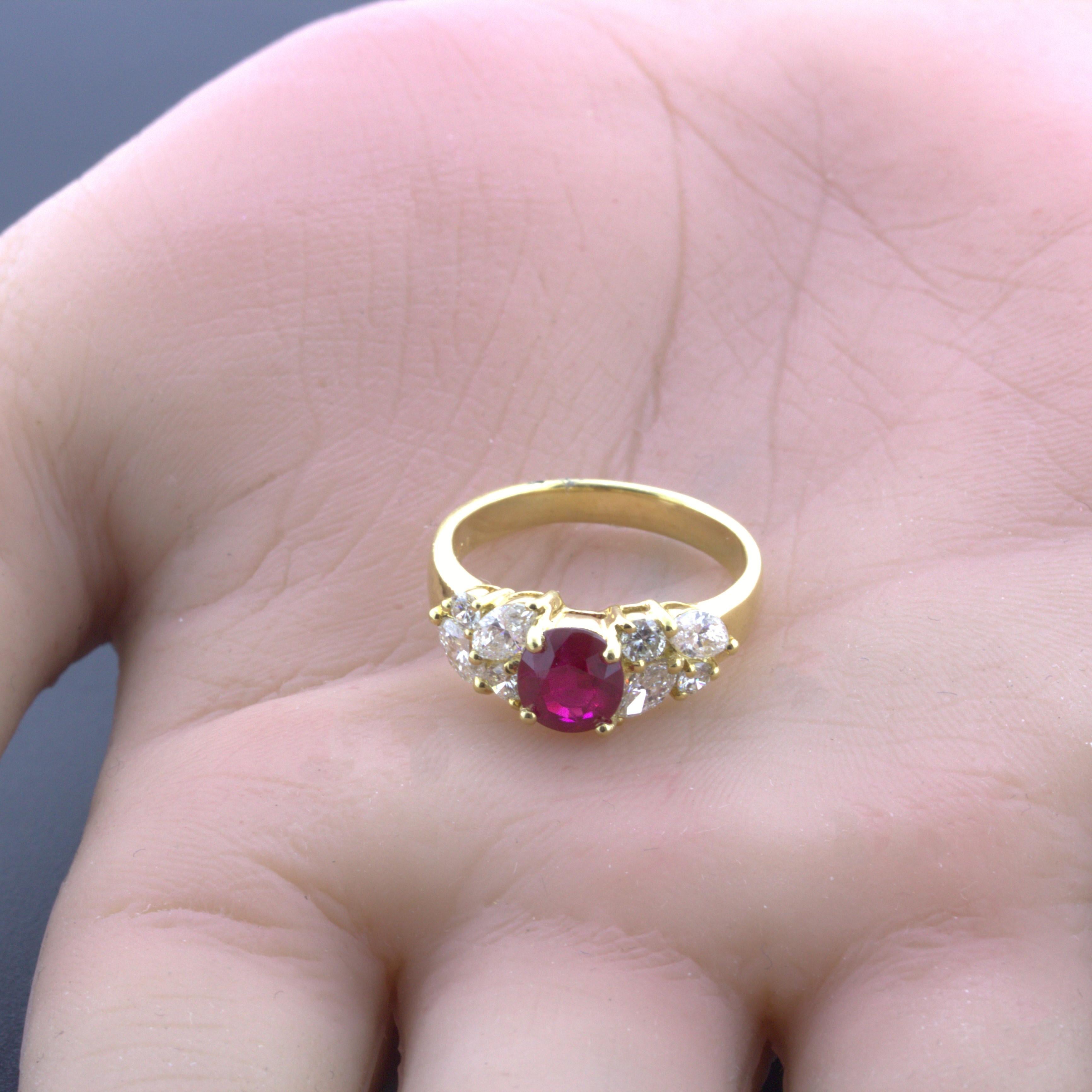 Ruby Diamond Cocktail Gold Ring  In New Condition For Sale In Beverly Hills, CA