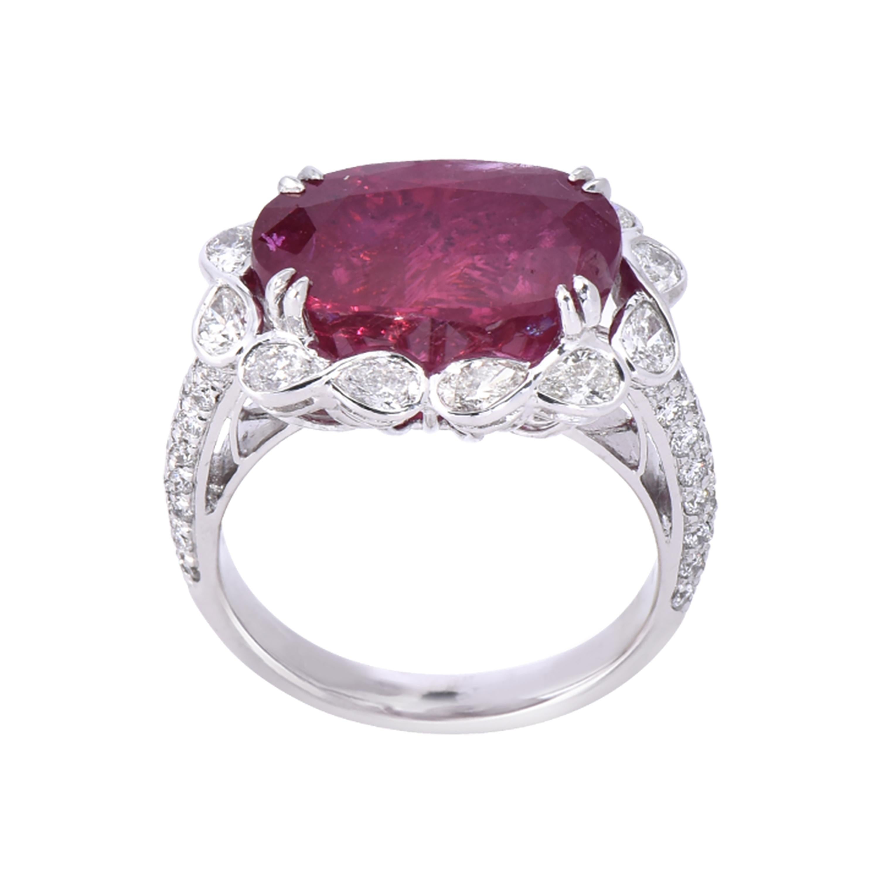Modern Ruby and Diamond Cocktail Ring For Sale