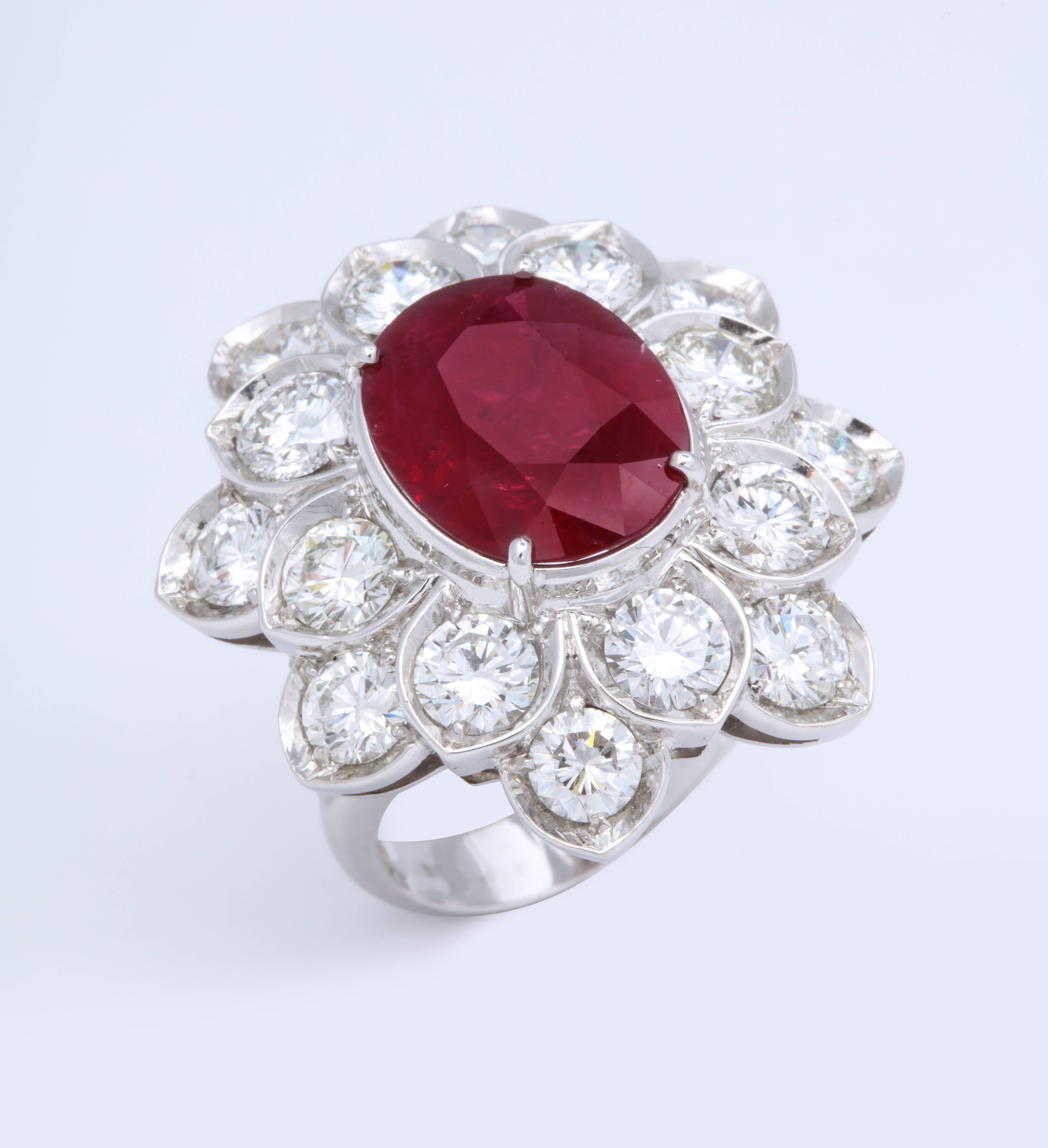 Ruby Diamond Cocktail Ring In Excellent Condition In Bal Harbour, FL