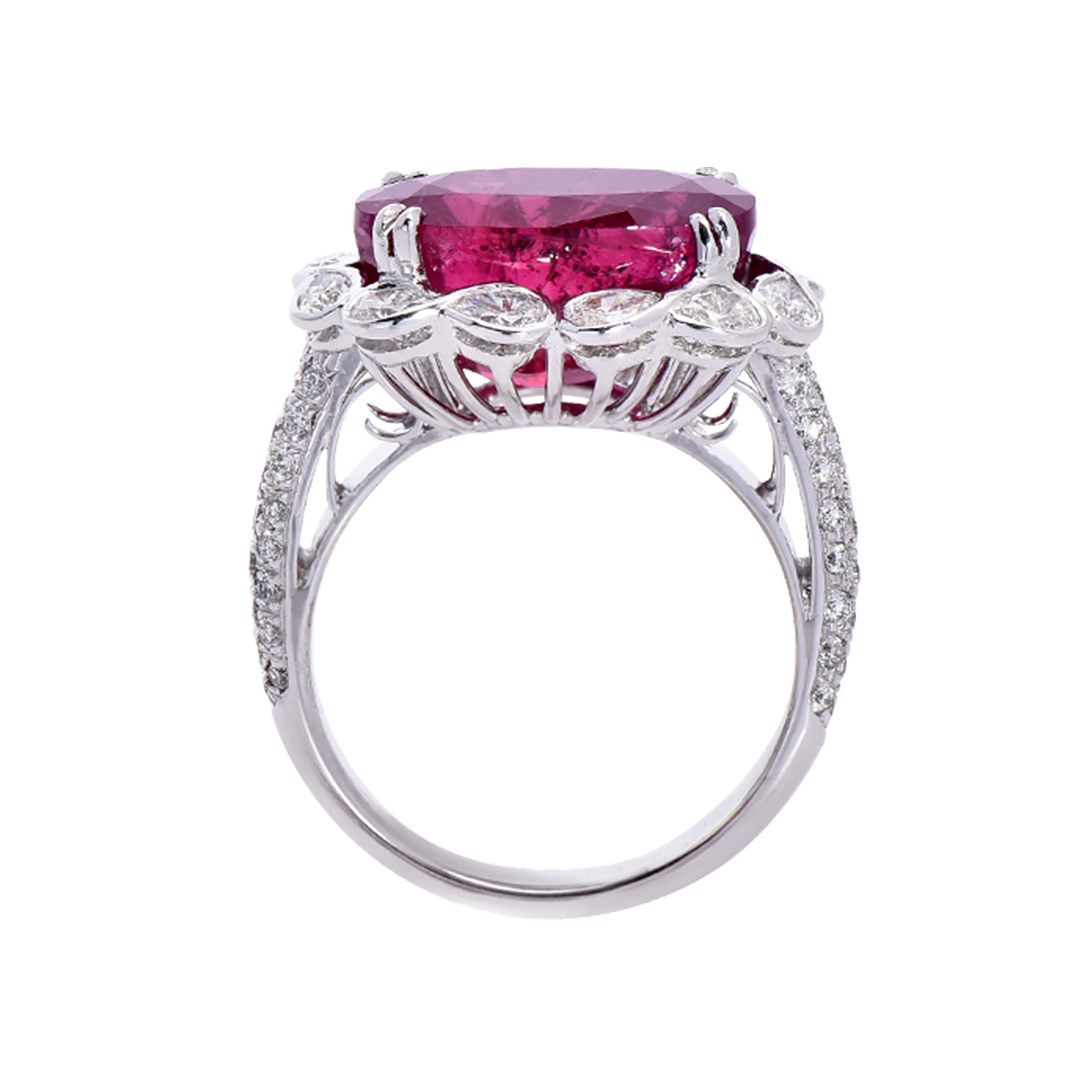 Oval Cut Ruby and Diamond Cocktail Ring For Sale