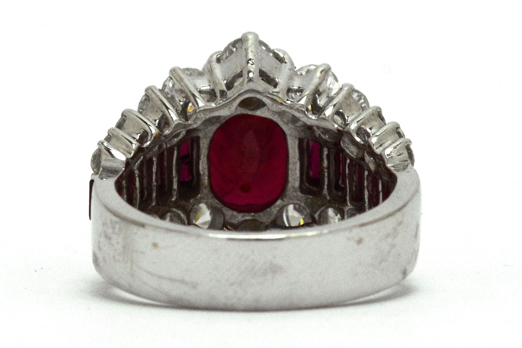 Oval Cut Ruby Diamond Cocktail Ring Large Wide Band Over 7 Carat Vintage Estate Heirloom