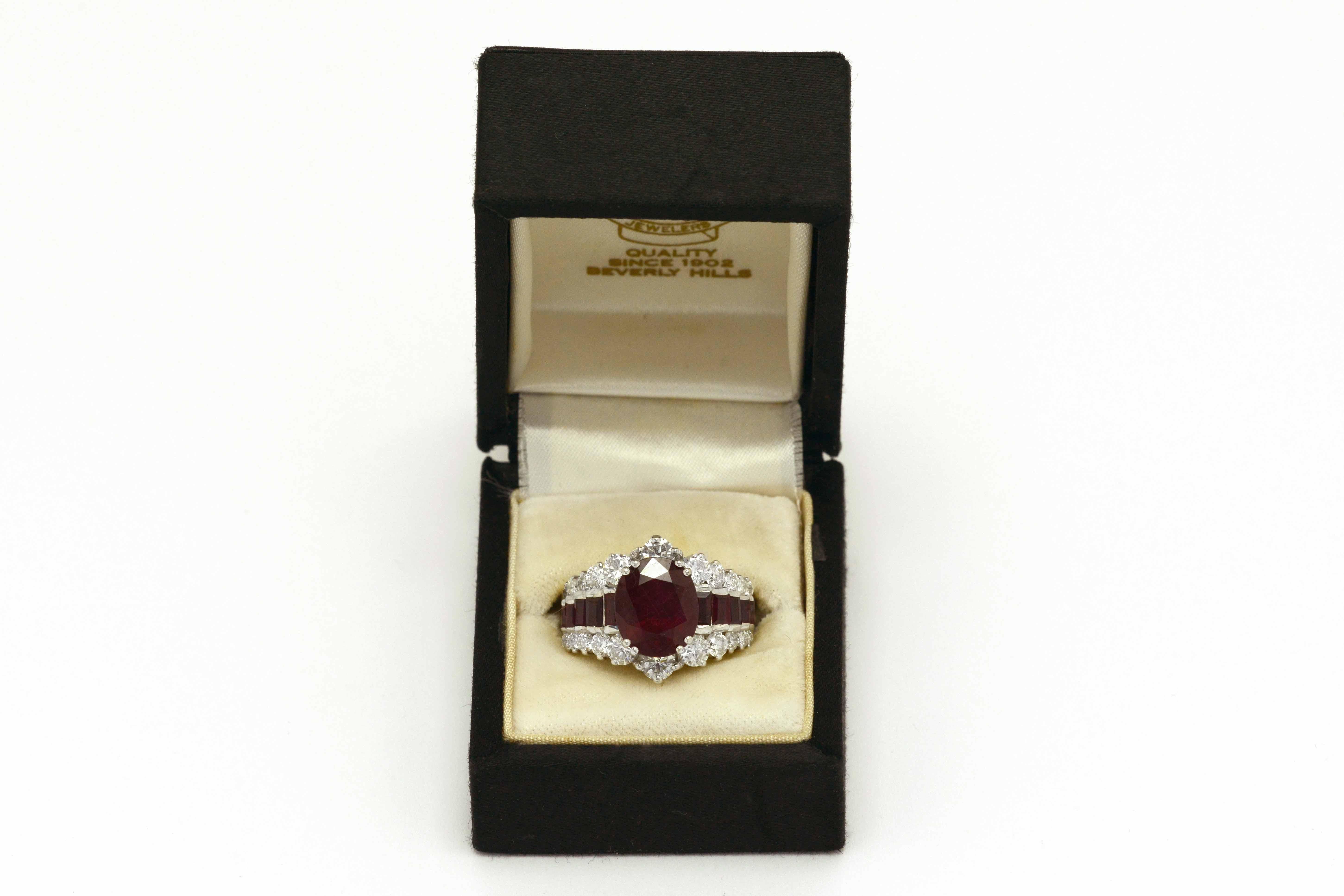 Ruby Diamond Cocktail Ring Large Wide Band Over 7 Carat Vintage Estate Heirloom In Good Condition In Santa Barbara, CA