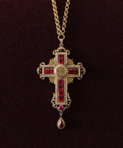 Faux Ruby & Diamond Bishop's Cross