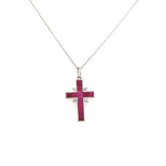 Ruby Diamond Cross Necklace