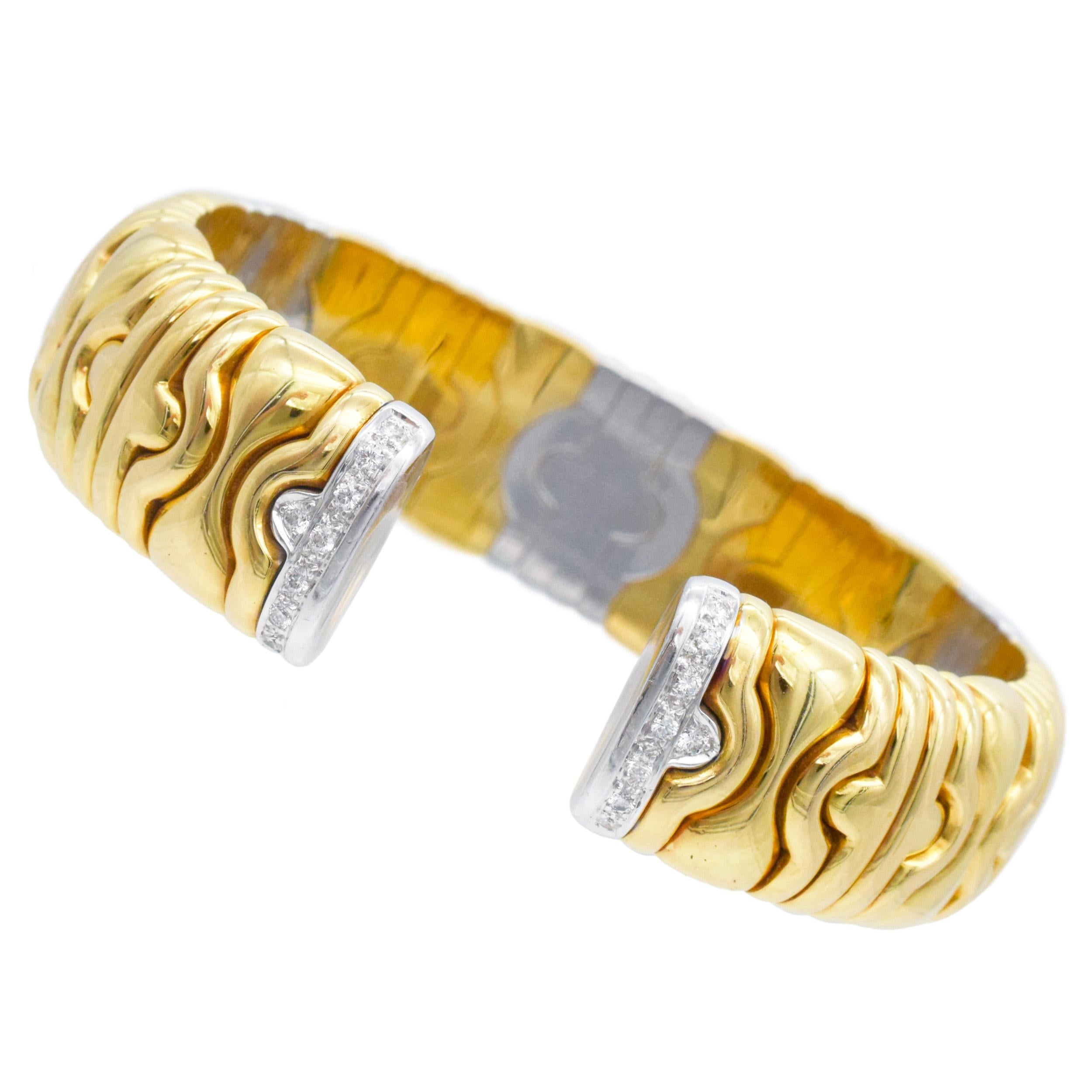 Rubin & Diamant Manschettenknopf Armband in 18k zwei Tone Gold. im Zustand „Hervorragend“ im Angebot in New York, NY