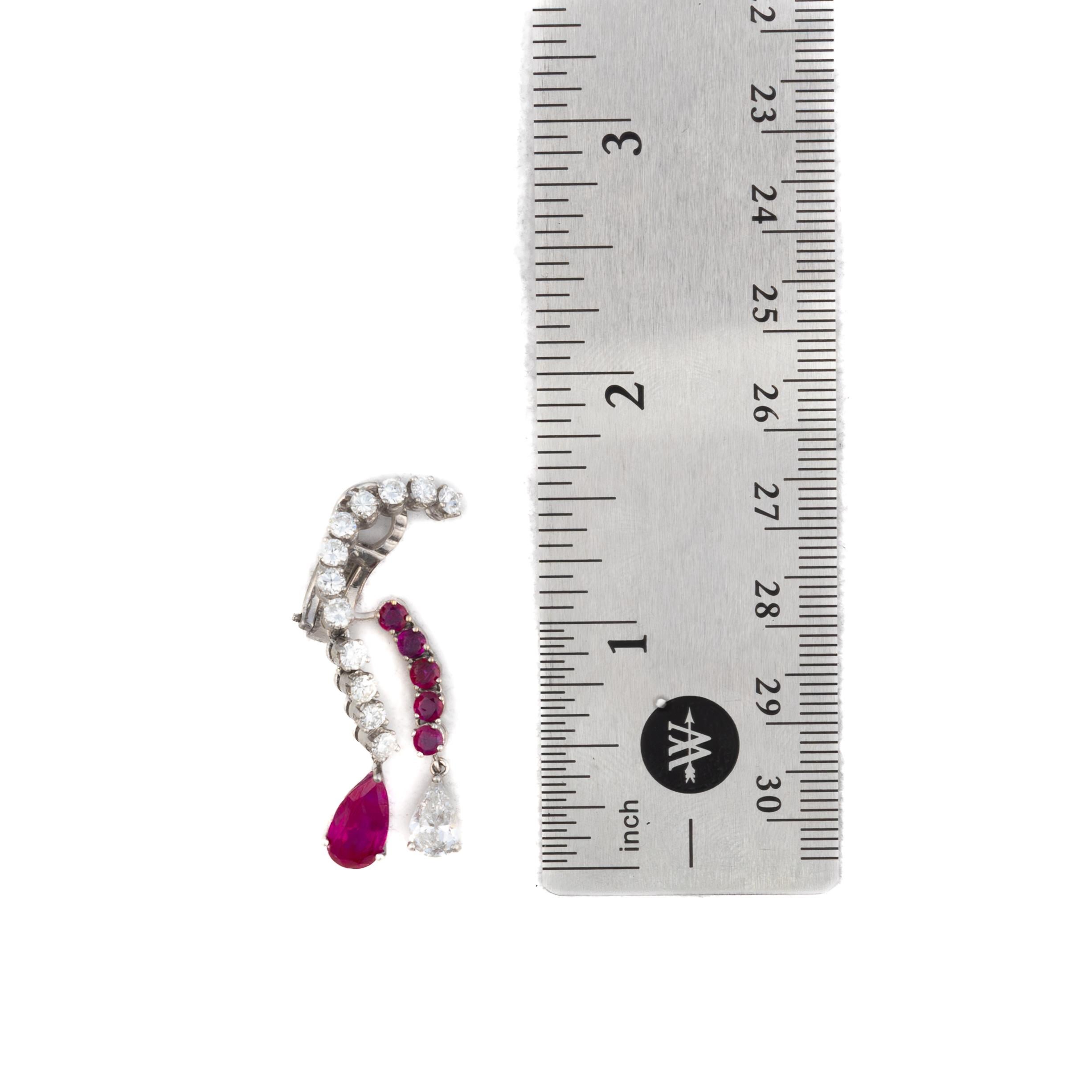 Round Cut Ruby & Diamond Dangle Earrings For Sale