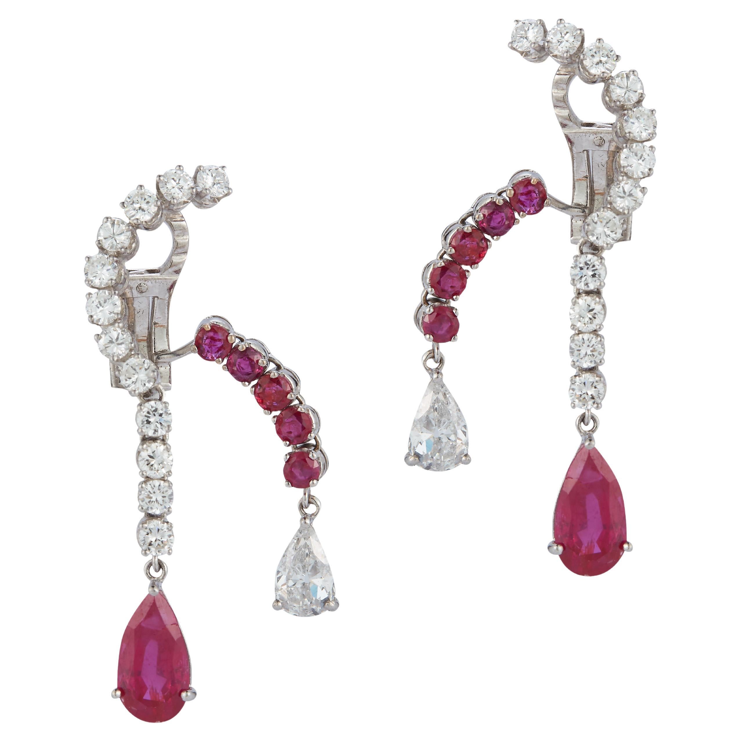 Ruby & Diamond Dangle Earrings