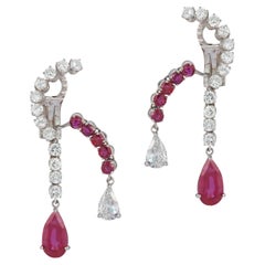 Ruby & Diamond Dangle Earrings