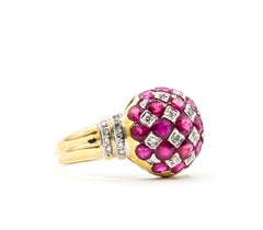 Ruby & Diamond Dome Ring in 18k