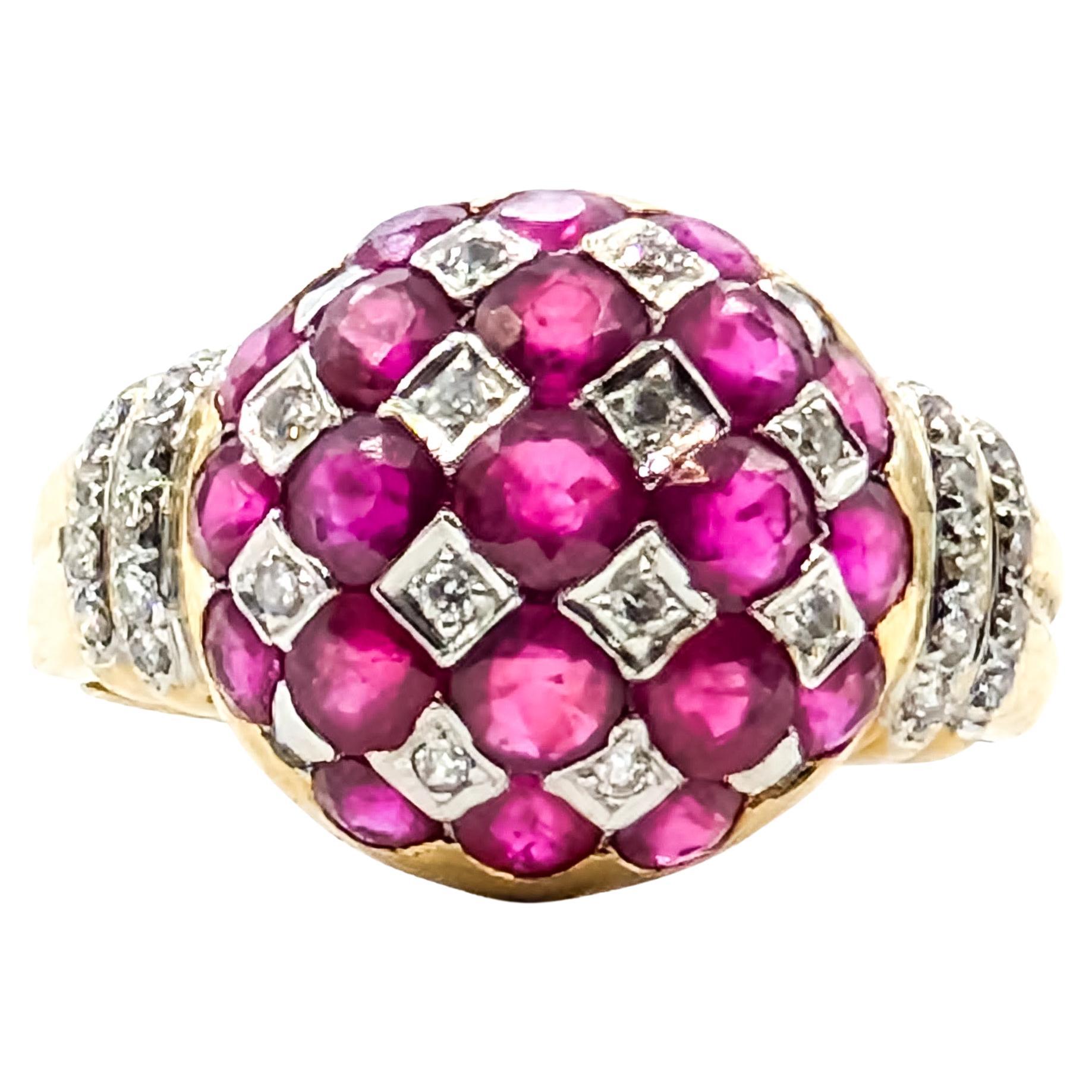 Ruby & Diamond Dome Ring in 18k