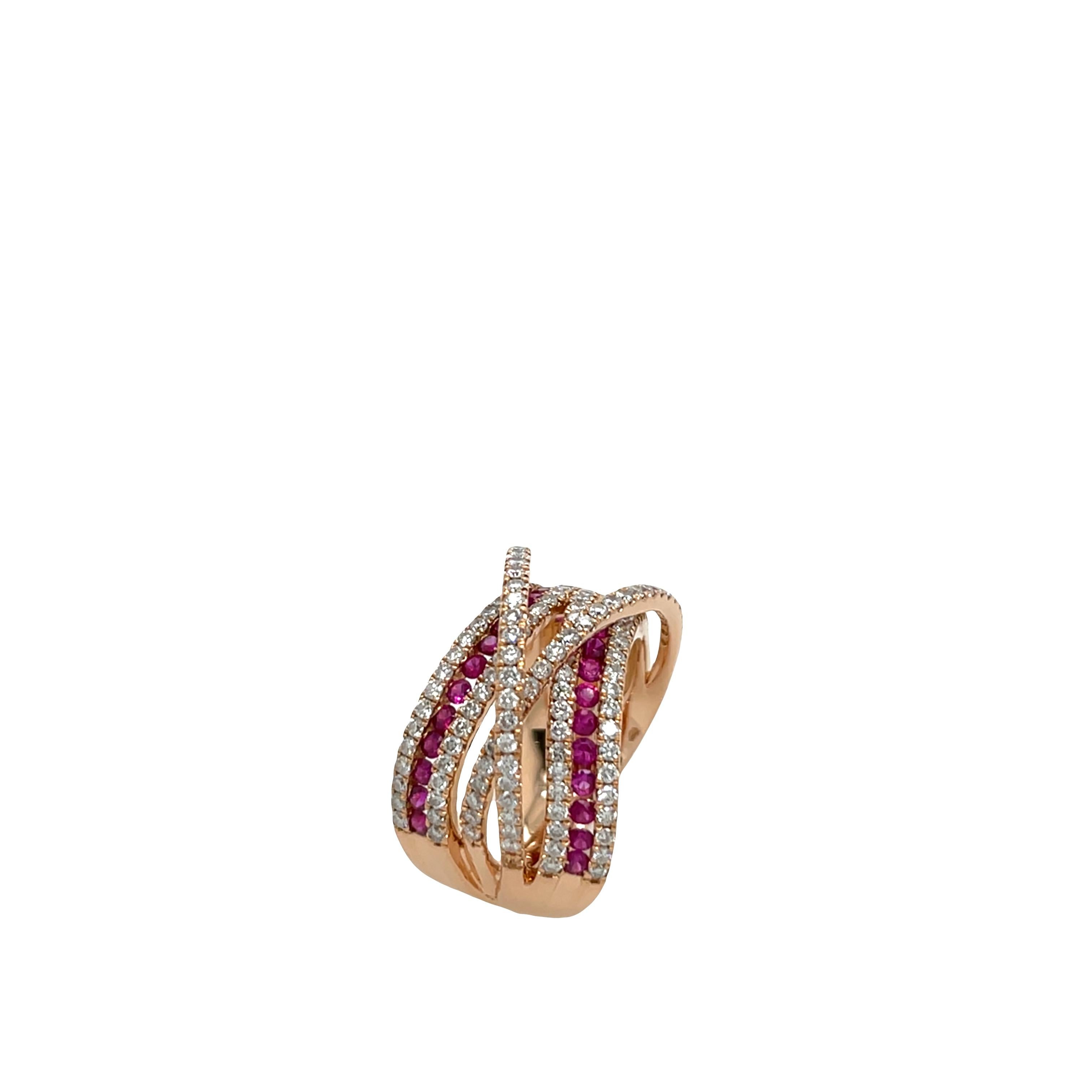 Rubin- und Diamant-Kleiderring aus 18 Karat Roségold im Angebot 1
