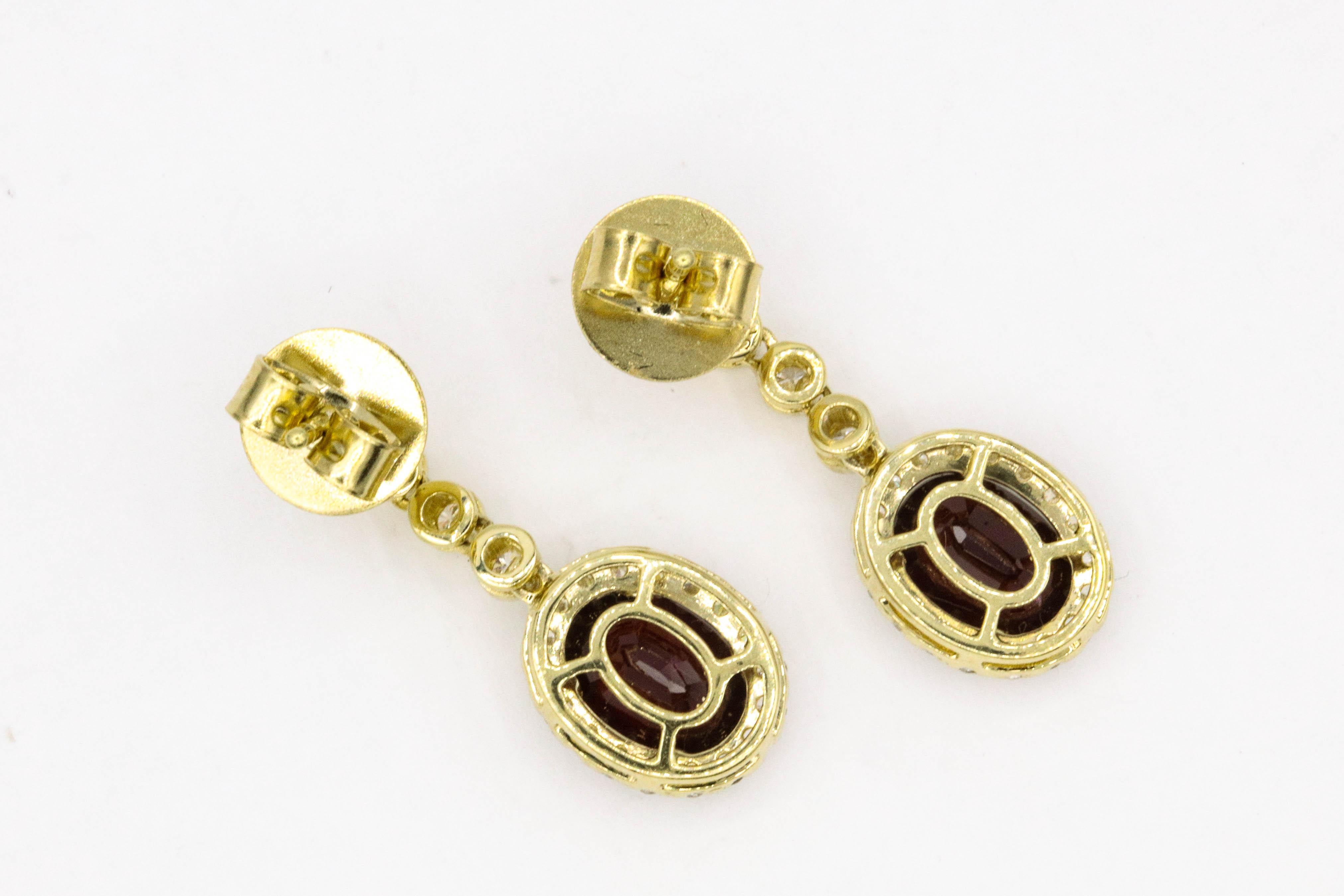 Ruby Diamond Drop Earrings 3.46 Carat 18 Karat Yellow Gold 1