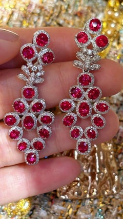 Rubin- und Diamanttropfen-Ohrringe - 8,64 TCW