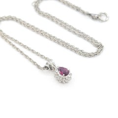 Ruby & Diamond Drop Pendant in Platinum