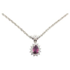 Ruby & Diamond Drop Pendant in Platinum
