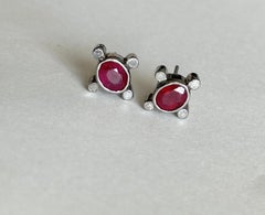 Ruby diamond Earring Certified Natural Ruby 925 Sterling Silver Earring