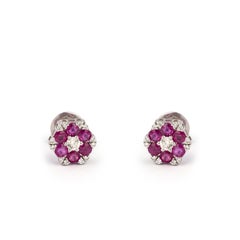 1.76cts Ruby & 0.49cts Diamond gold Earring