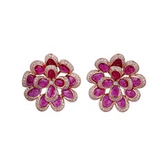 Ruby Diamond Earring in 18 Karat Rose Gold