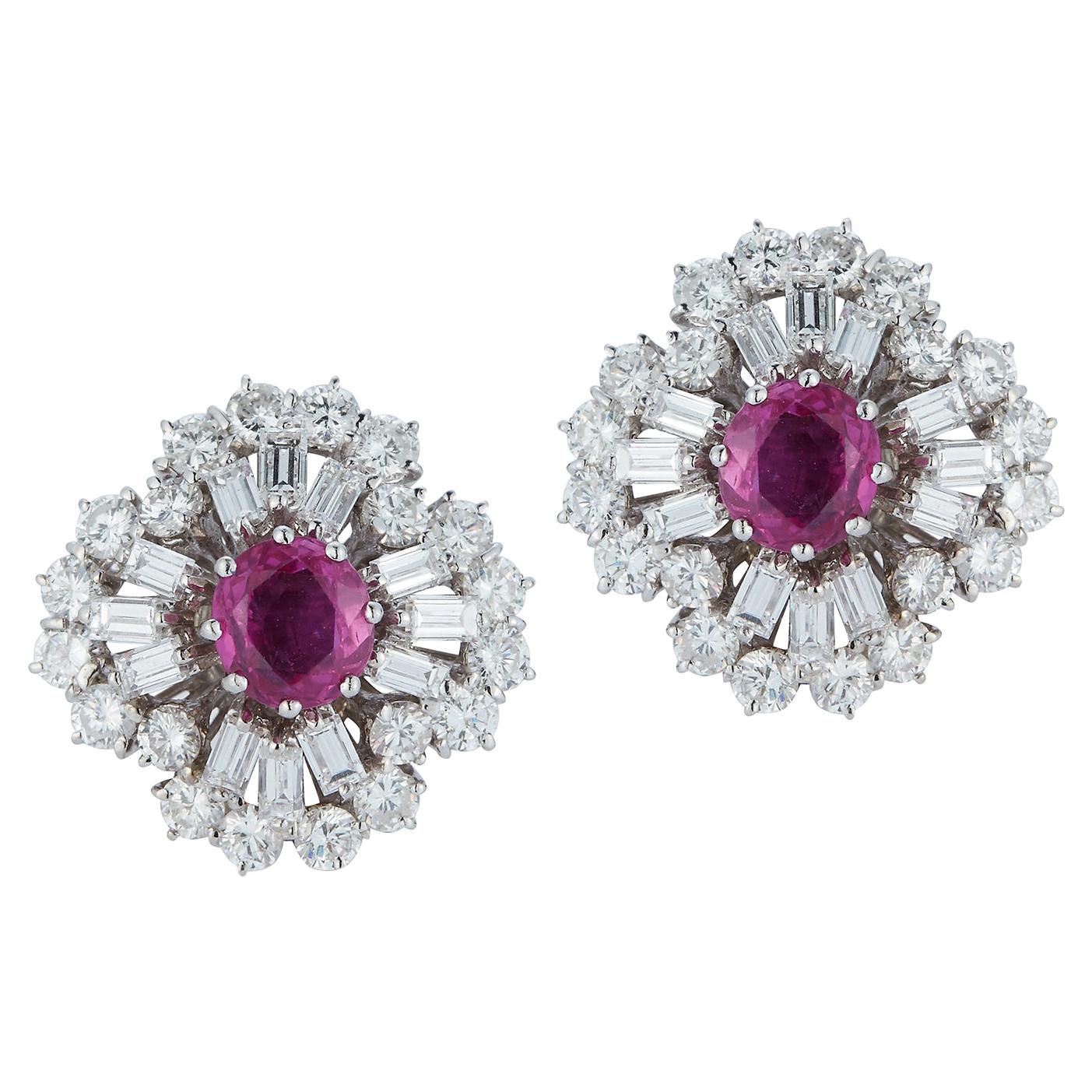 Ruby & Diamond Earrings For Sale