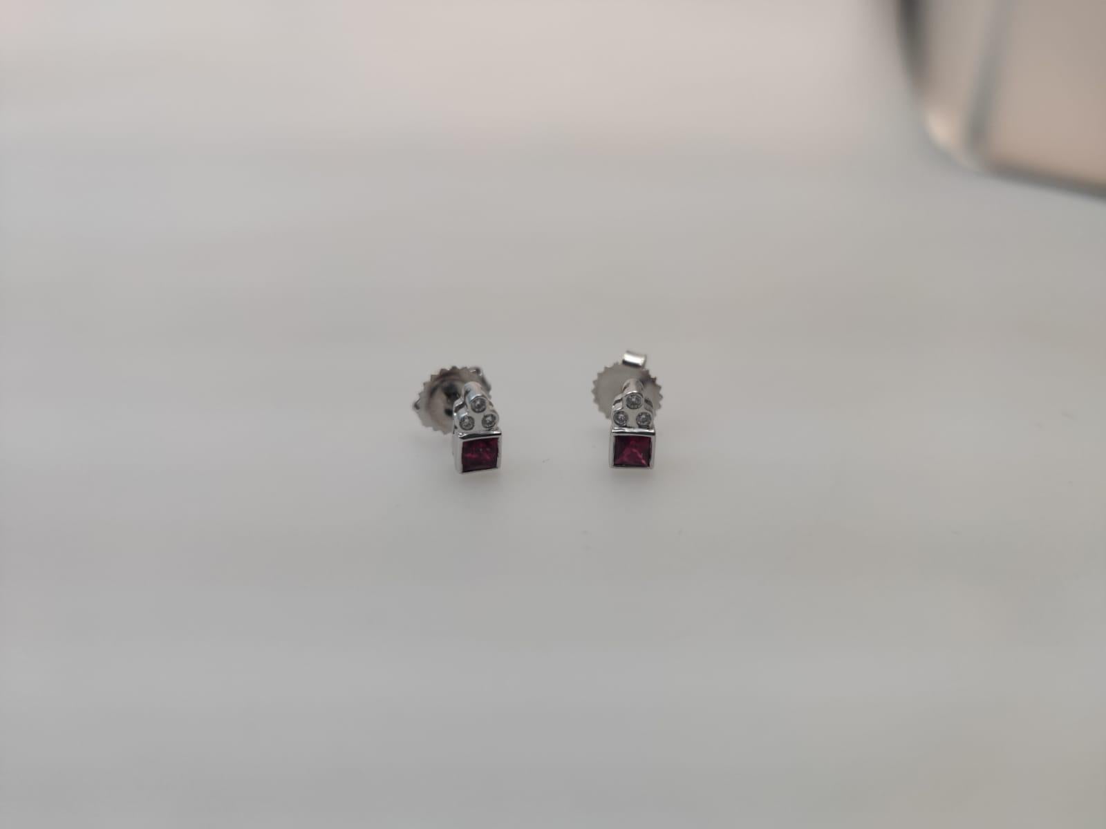 Ruby Diamond Earrings in 18 K For Sale 2