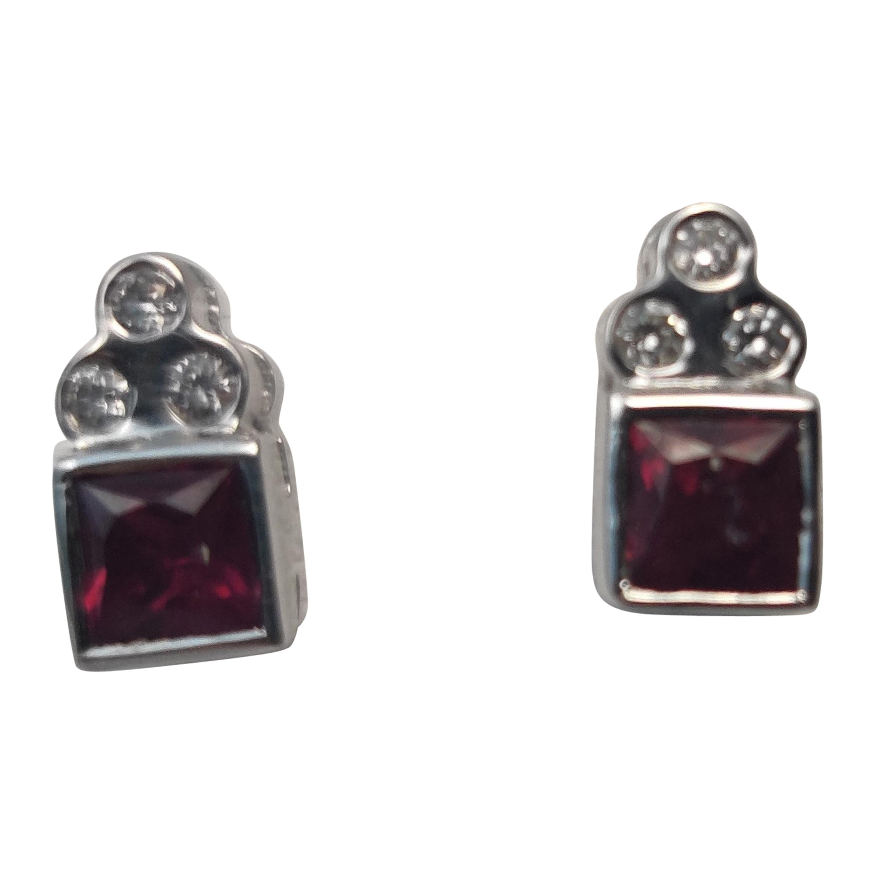 Ruby Diamond Earrings in 18 K For Sale