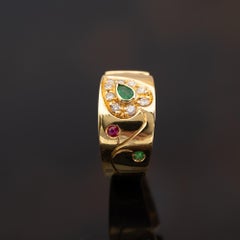 Ruby Diamond Emerald 18K Yellow Gold Ring