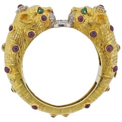 Ruby Diamond Emerald Panther Gold Bracelet