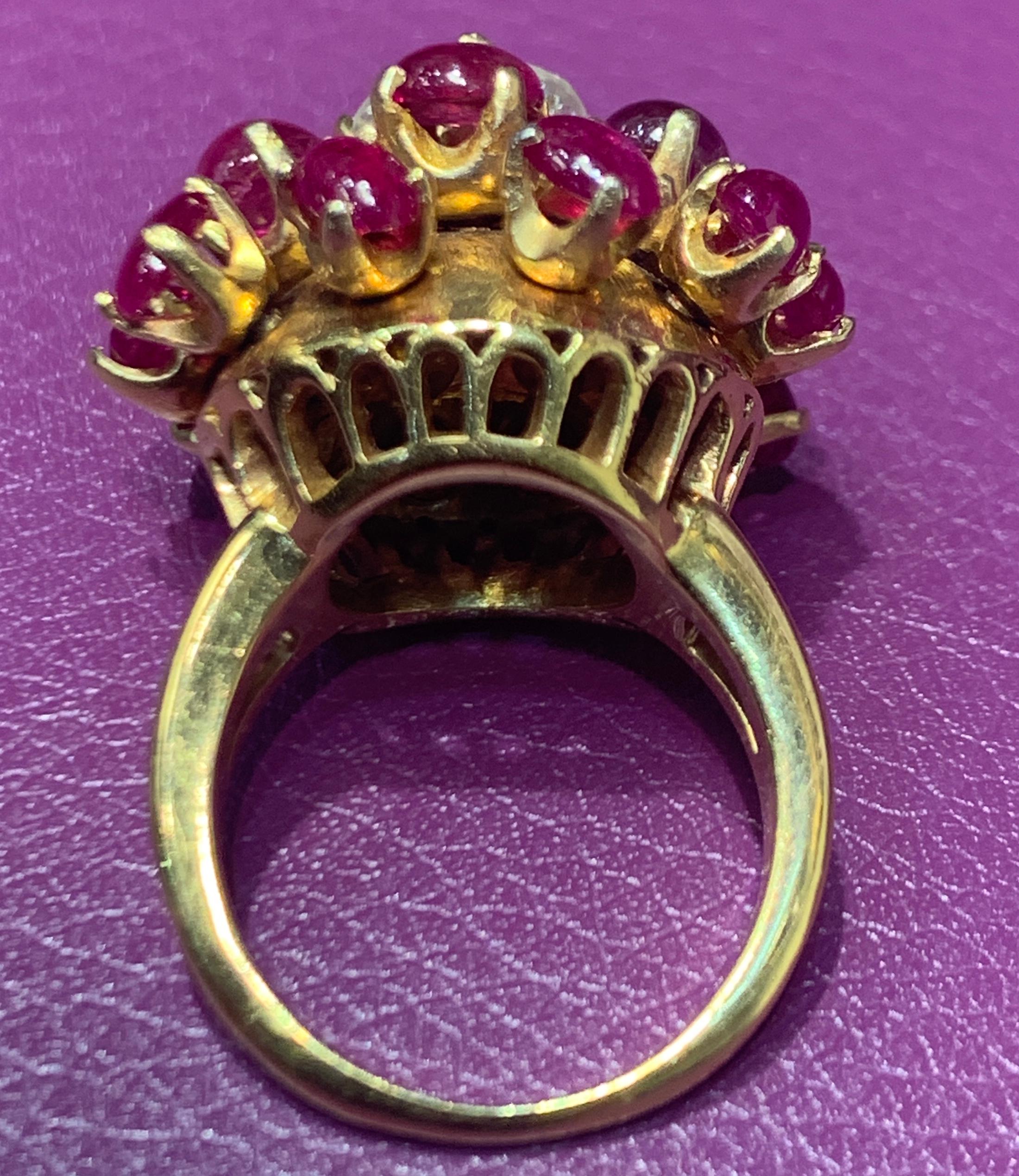 Ruby and Diamond En Tremblant Cocktail Ring In Excellent Condition In New York, NY
