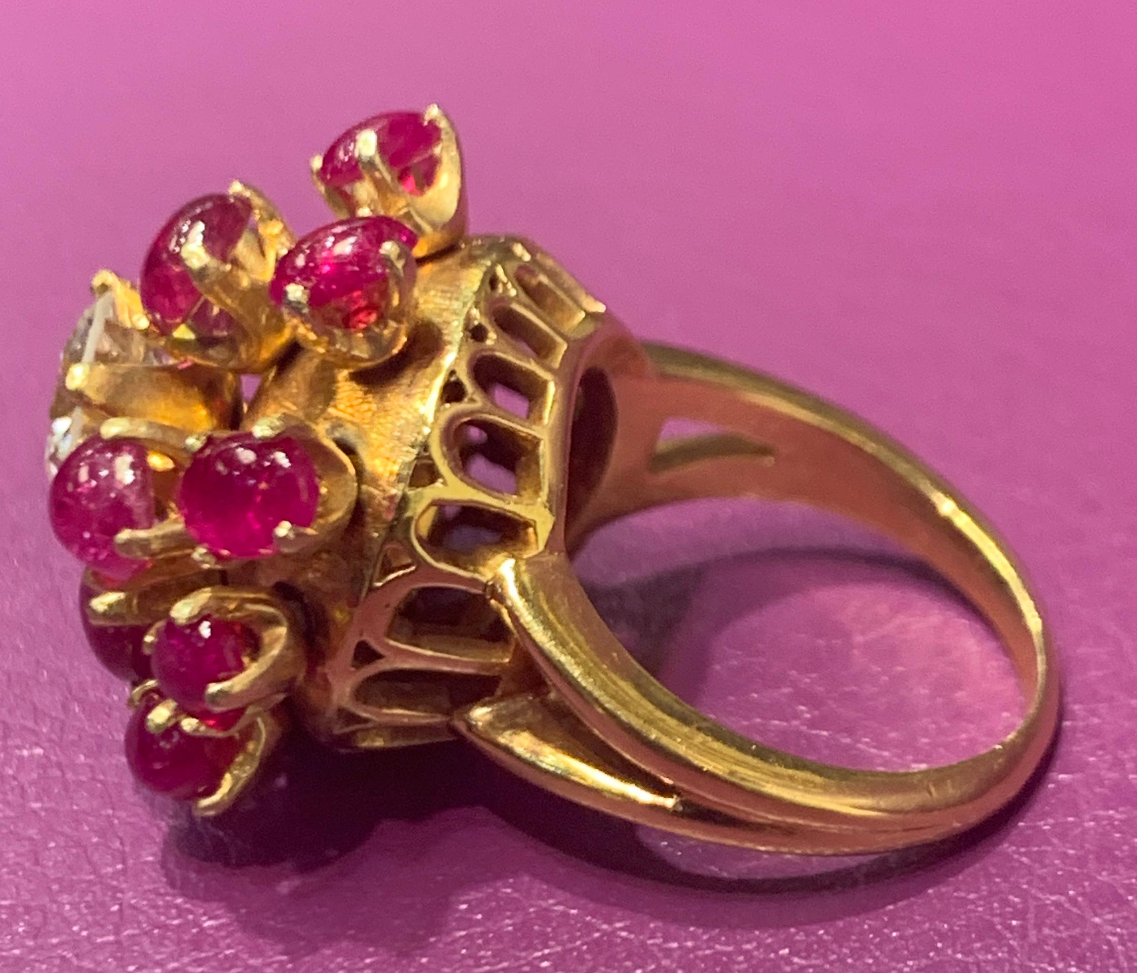 Women's Ruby and Diamond En Tremblant Cocktail Ring