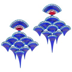 Ruby, Diamond & Enamel Earrings, 18K Gold, Austy Lee