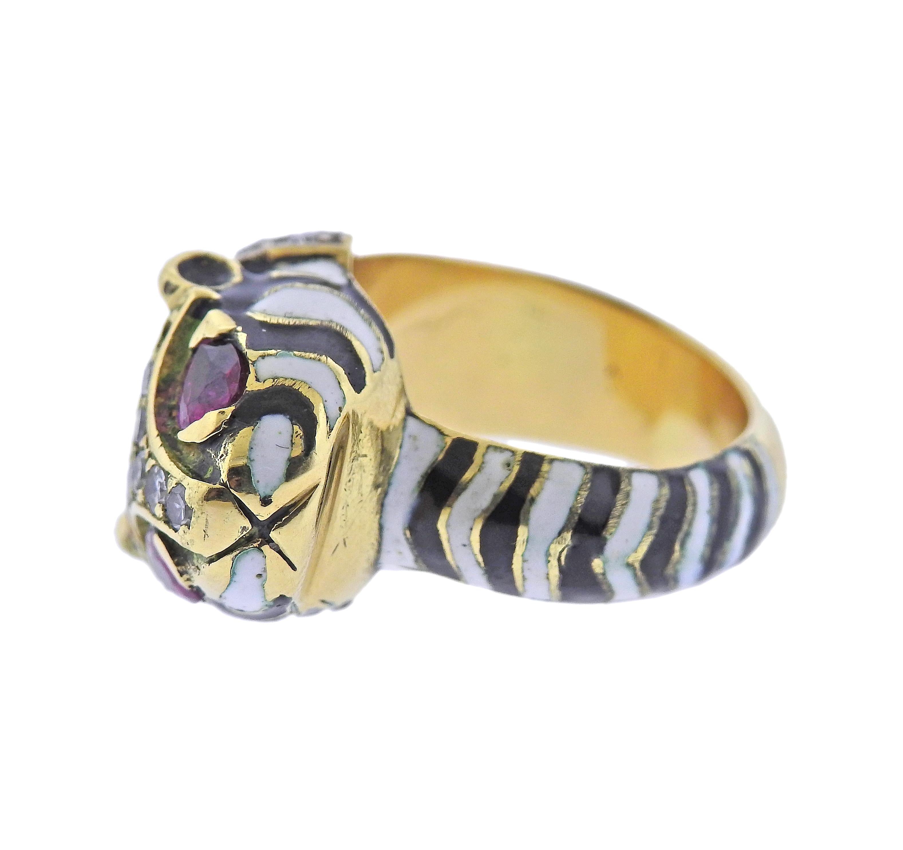 gold tiger ring with ruby eyes