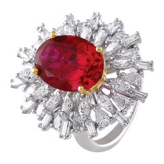 Ruby Diamond Engagement Ring 18 Karat White Gold