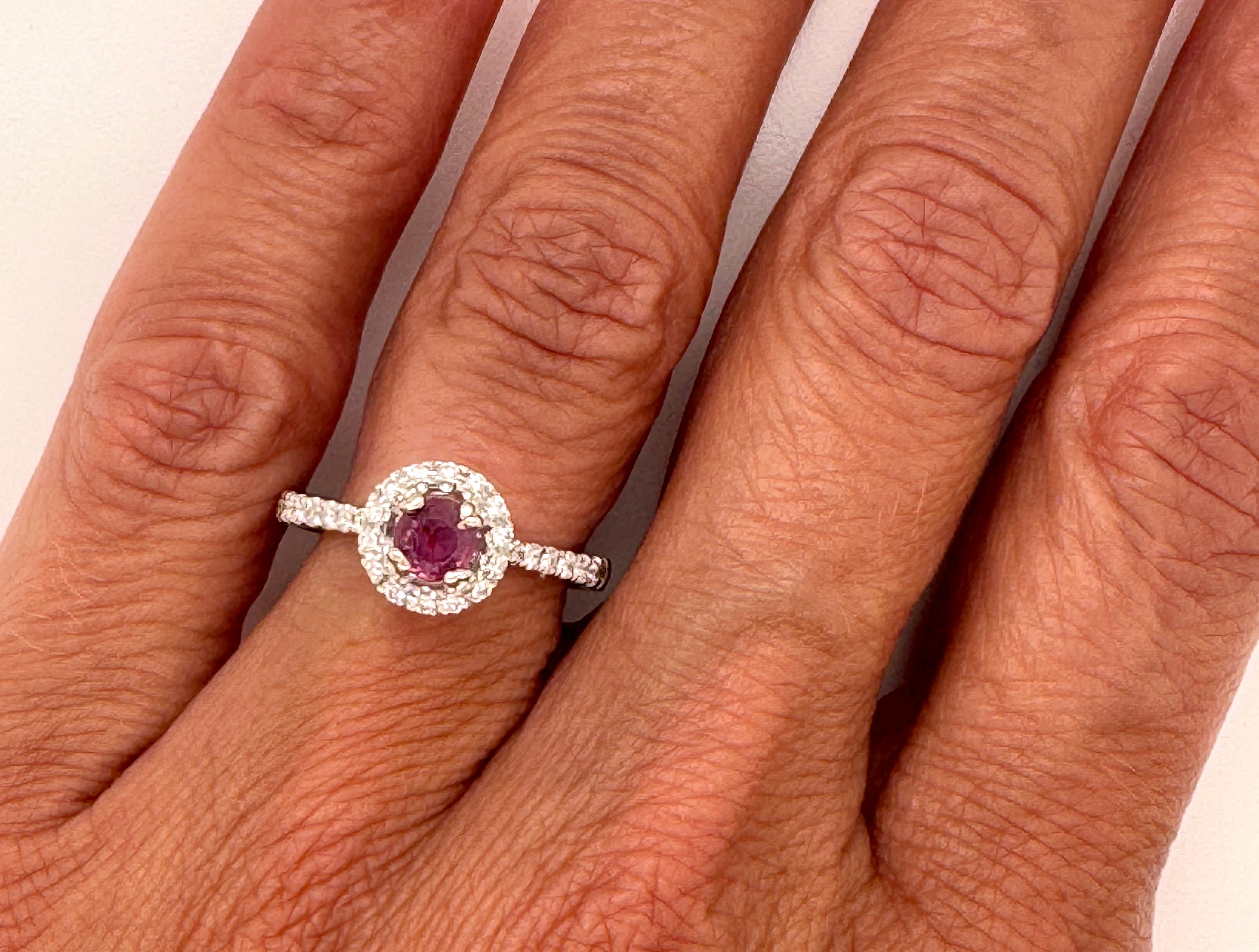 Ruby Diamond Engagement Ring 1cttw Halo 14K White Gold Brand New July Birthstone For Sale 2