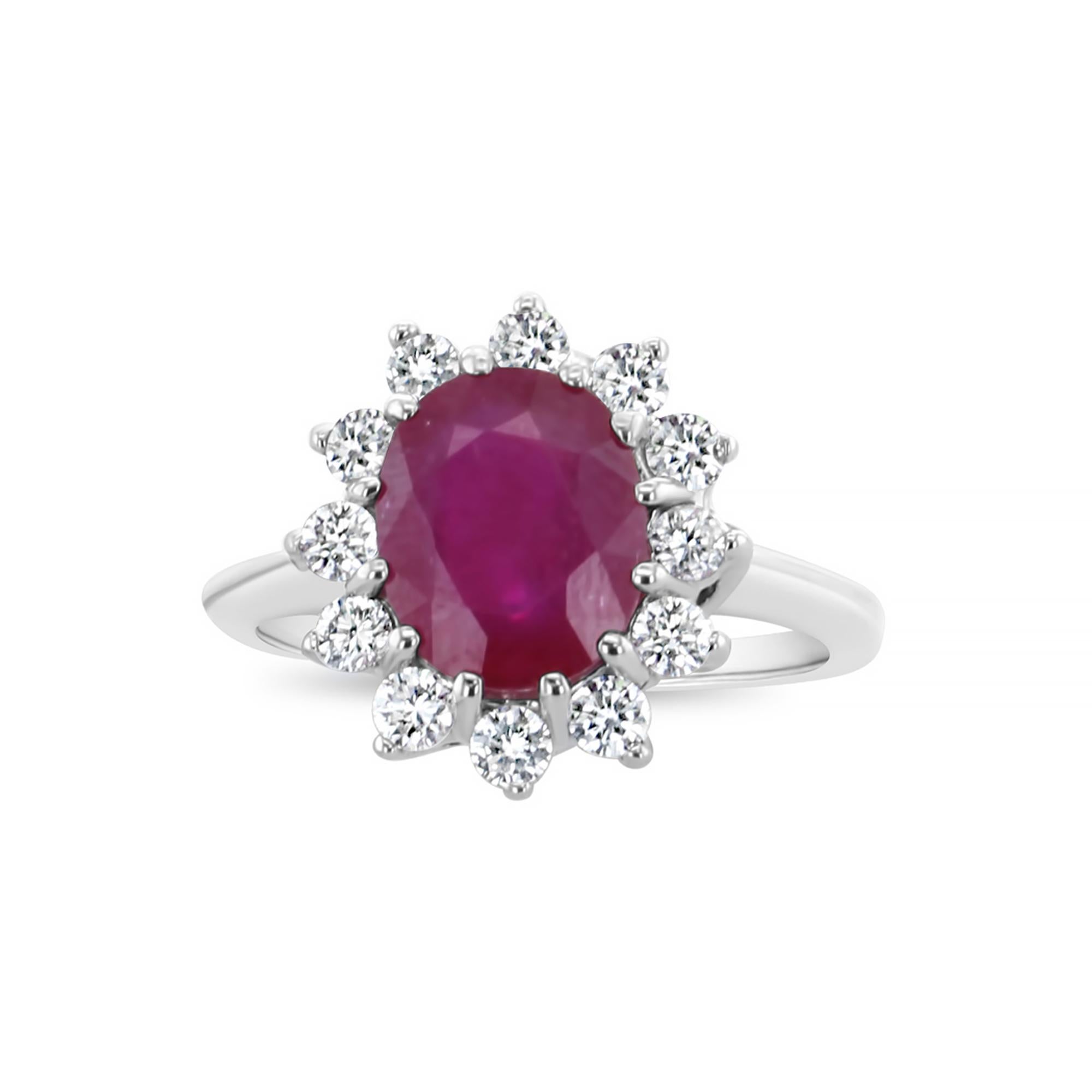 Ruby & Diamond Engagement Ring 3.14cttw 14K White Gold In condizioni Nuovo in vendita a Sugar Land, TX