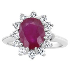 Ruby & Diamond Engagement Ring 3.14cttw 14K White Gold