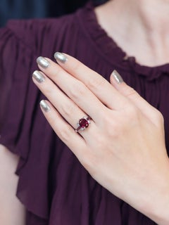 Ruby Diamond Engagement Ring in 18K White Gold