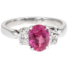 Ruby Diamond Engagement Ring Vintage 14 Karat White Gold